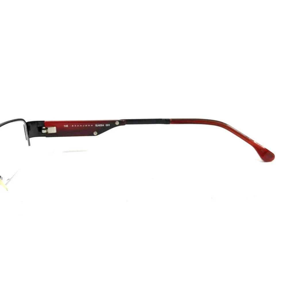 Sean John Eyeglasses Frames SJ4054 001 Black Red Rectangle Half Rim 53-19-145